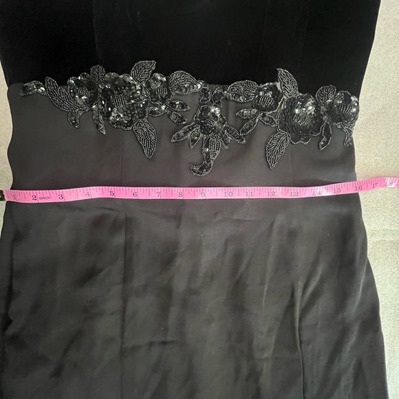 [11/12]VTG Les Robes Galleria Black Spaghetti Strap Maxi Back Slit pencil Dress - Picture 11 of 13